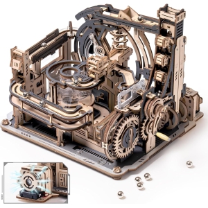 große Kugelbahn "Marble Spaceport" mit vielen Funktionen und Elektromotor